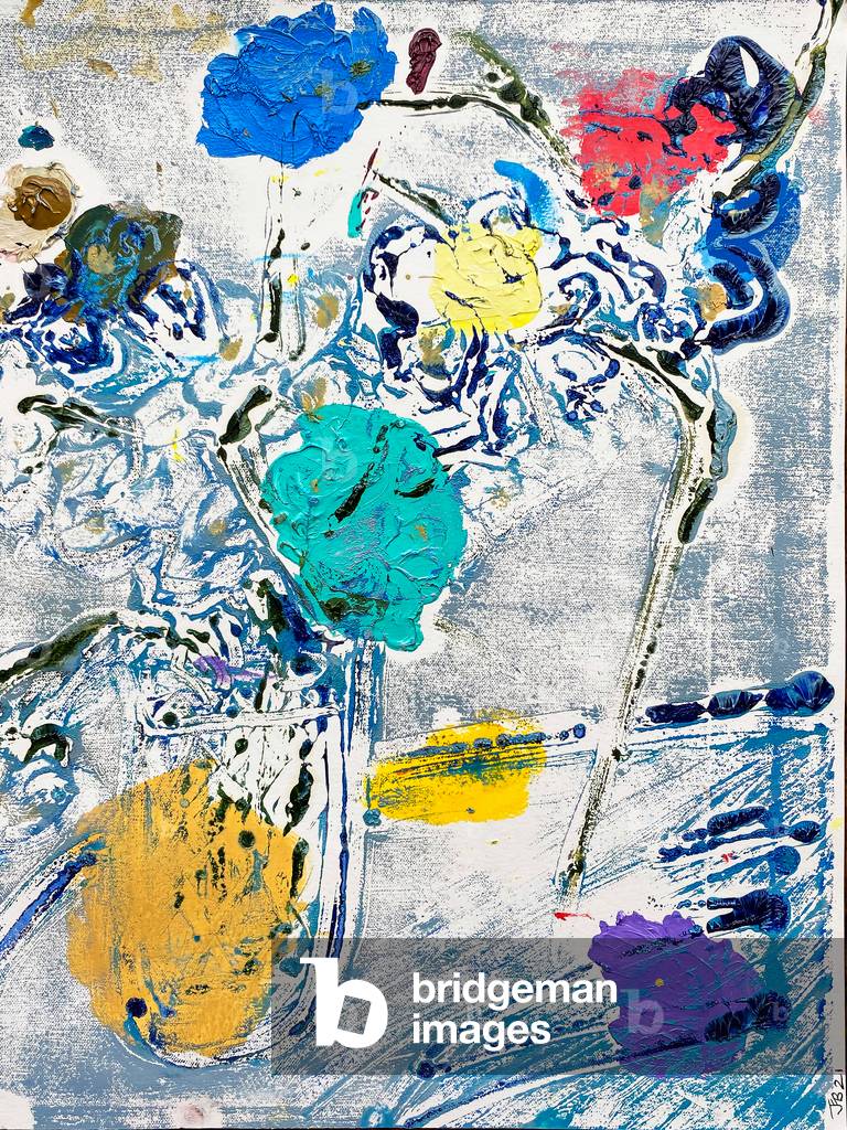 Fleur De Sel No. 09 Blue Colorful Monotype, 2021 (oil on paper)