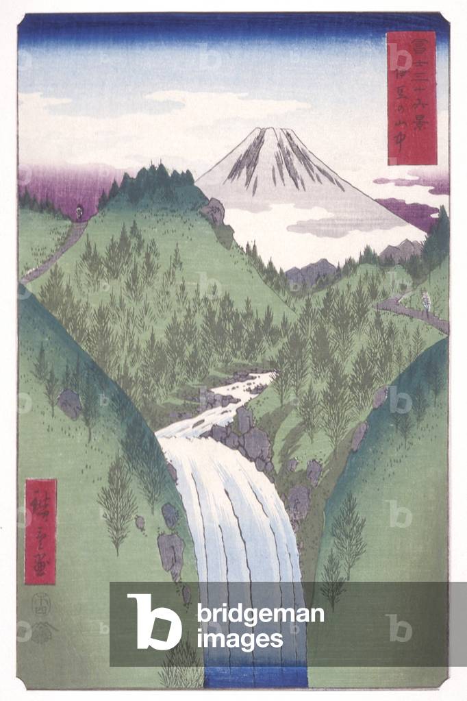 Dans les montagnes d'Izu (Izu No Sanch ?) (impression couleur en bloc de bois) 1858 par Ando or Utagawa Hirosh