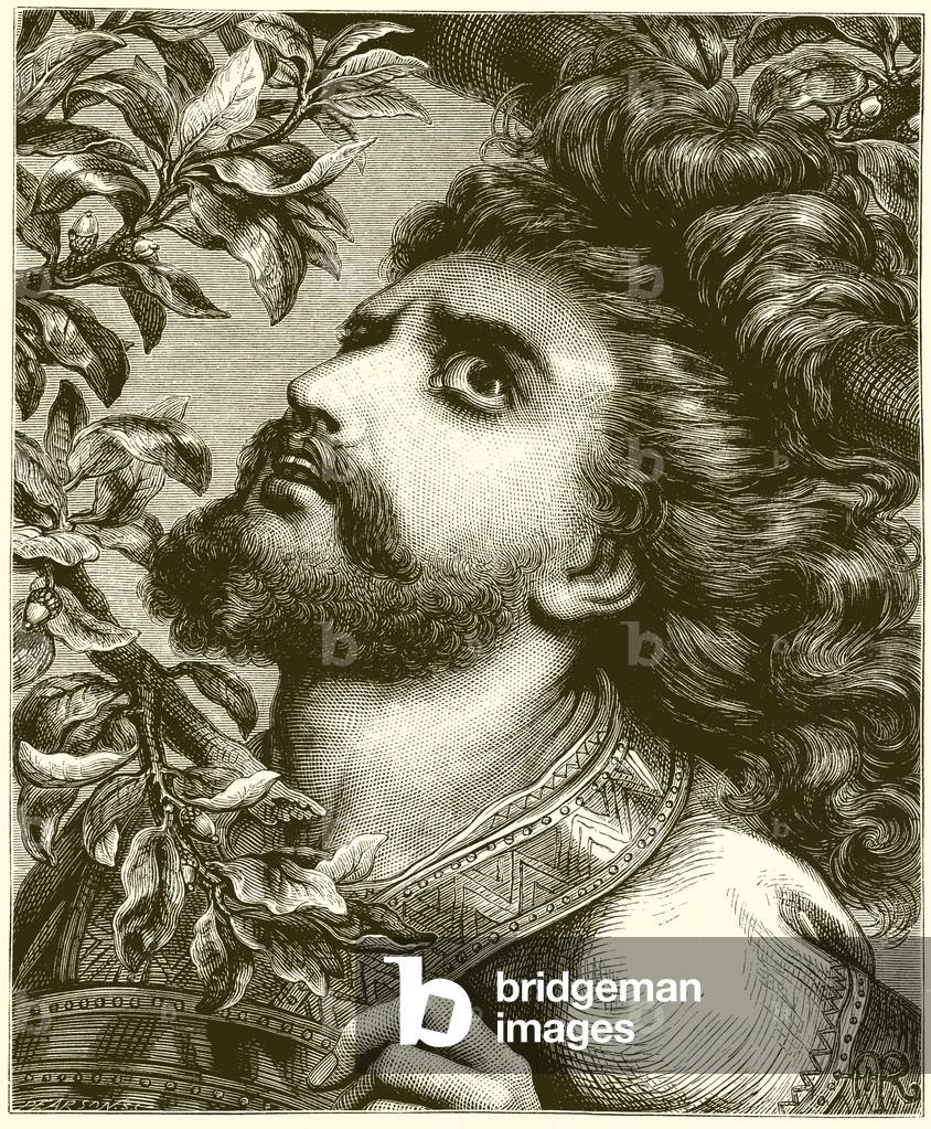 Absalom (gravure) par English School, b/w