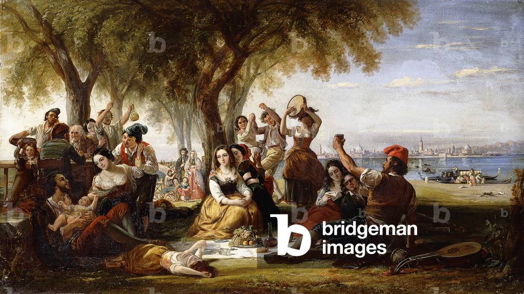 Ein Fiesta-Szene, auf dem Lido, in der Nähe von Venedig, 1848 (öl auf leinwand)