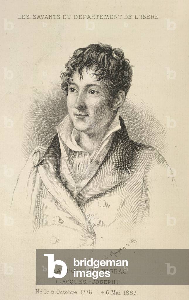 Jacques-J. Champollion-Figeac. (1778-1867). Ritratto. Il suo sostegno a Napoleone durante i Cento Giorni (1815