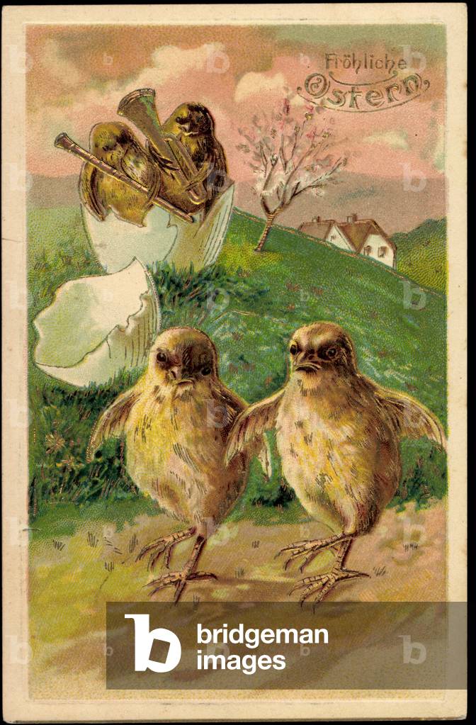 Präge Frohe Ostern, Küken, schlüpfen,Blasinstrumente