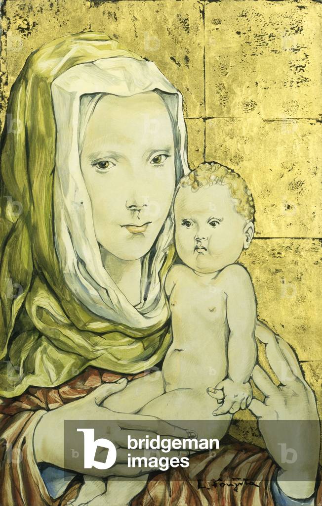 Madre e Bambino; Mere et Enfant, 1959 (foglia d'olio e oro su tela)