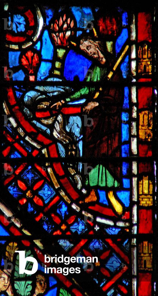 Window w2  Moses at the rock of Horeb Ex XVII 35 (stained glass) 1246-48 by French Artist