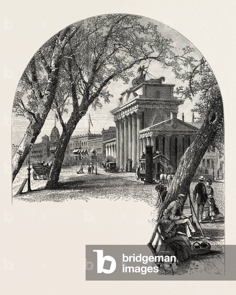 Image of Engraving depicting The Brandenburger Thor, b/w