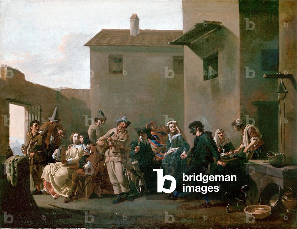 Immagine di Dipinto "Ballo alla Trattoria... (olio su tela)" di Michelangelo Cerquozzi