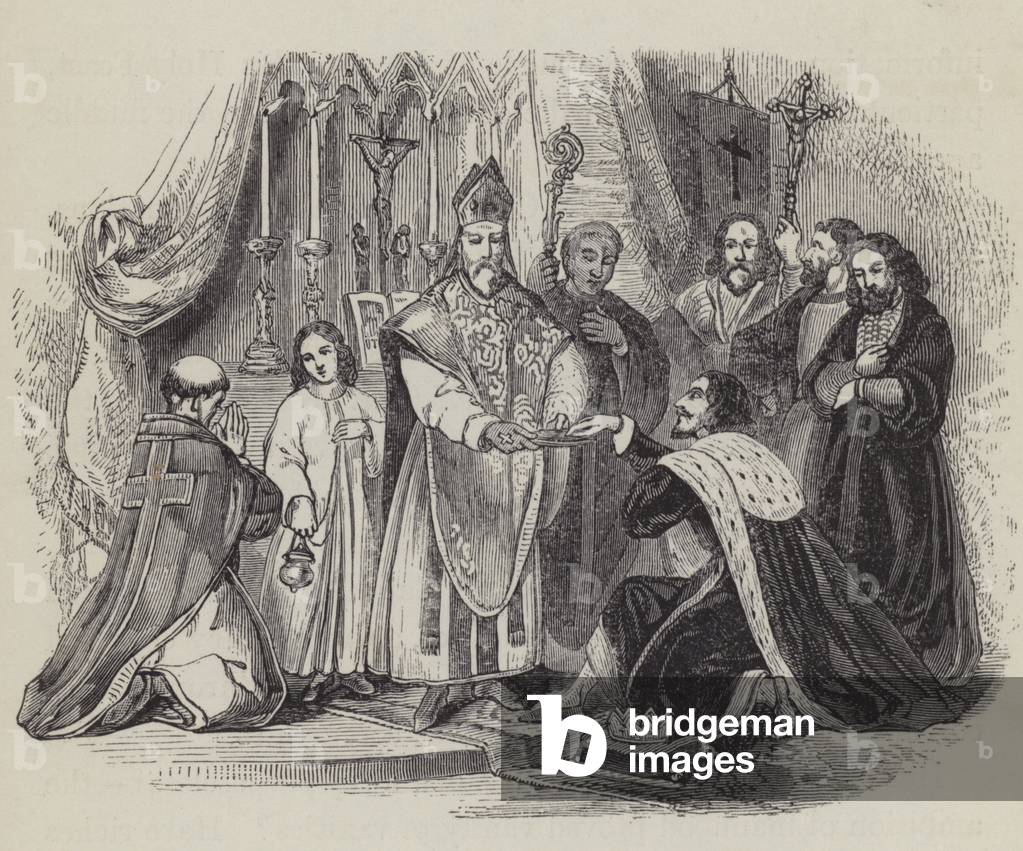 Bild von Gravur "Edward das Erstopfer bei der Epiphanie (Gravur)" 1860 von English School
