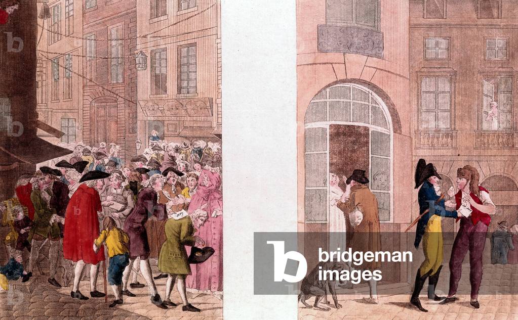 Vita quotidiana al tempo del Direttorio di Parigi c. 1797, incisione