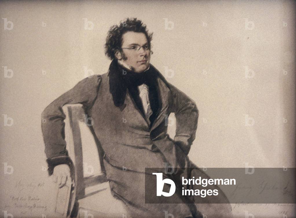 Franz Schubert - ritratto seduta su sedia di Wilhelm August Rieder, datato 1825