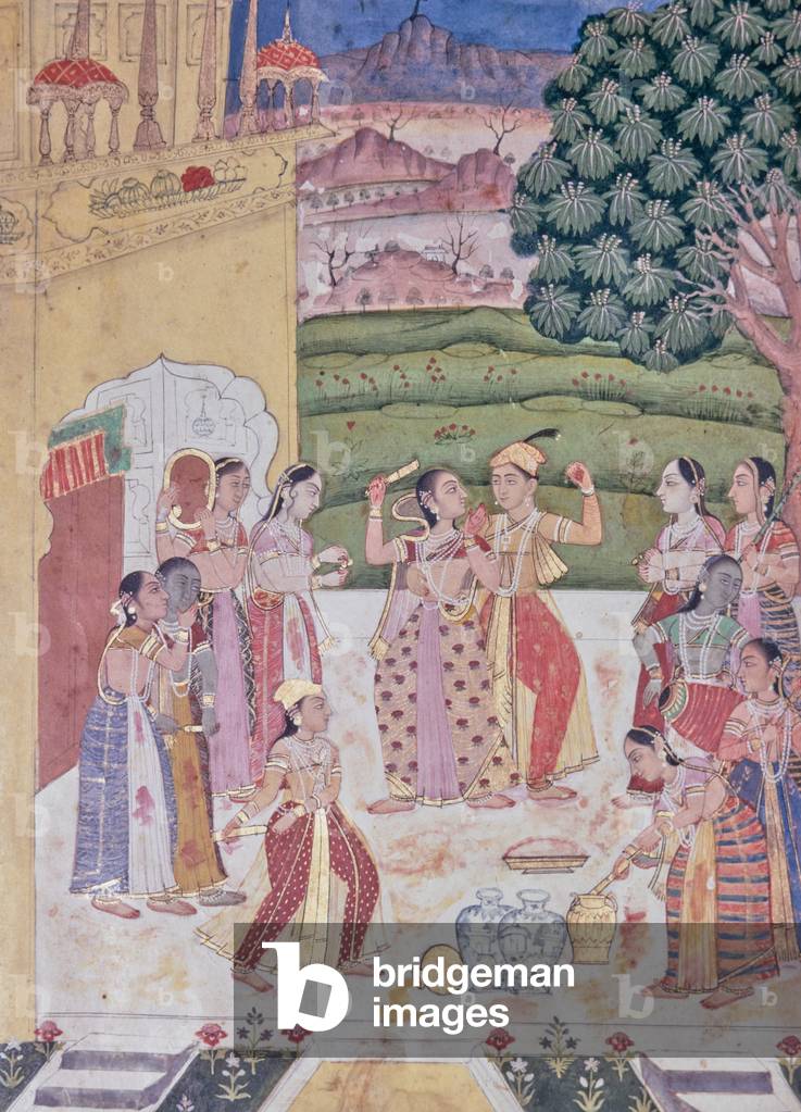 The Court celebrating Holi Festival, India (miniature)