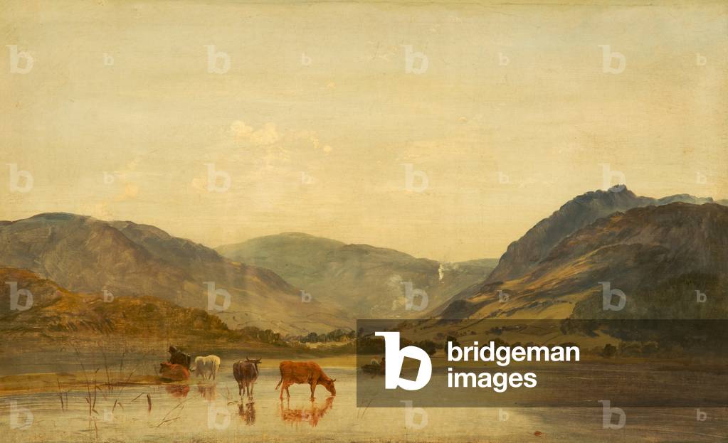 Immagine di Dipinto "Lago Scena" di James Francis Danby, b/w
