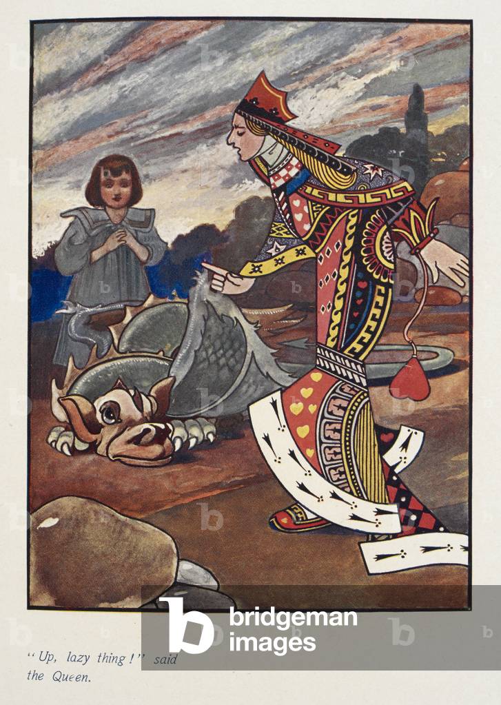 «Su pigro cosa!» disse la Regina. Alice e la regina rossa di cuori.