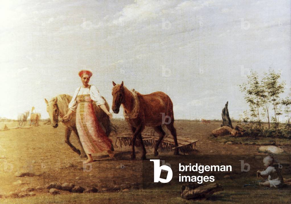 Frühling Pflügen 'ein Gemälde von Alexei Venetsianov (1780 - 1847).