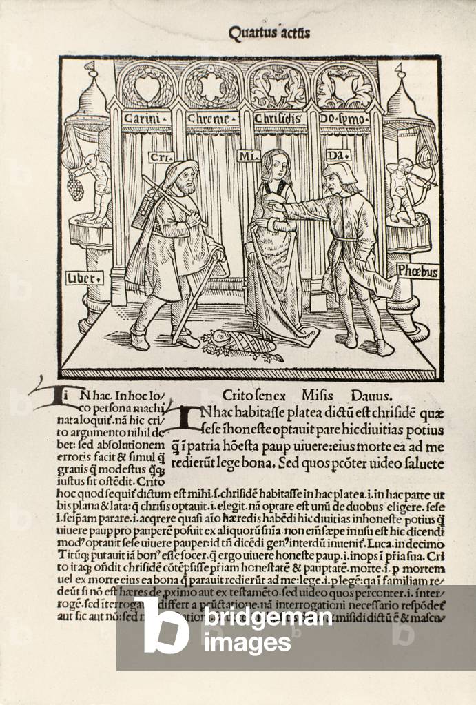 Il quarto atto di Andria di Publio Terentius Afer, da 'Terentii Comoediae Sex', di Johann Trechsel, pubblicato