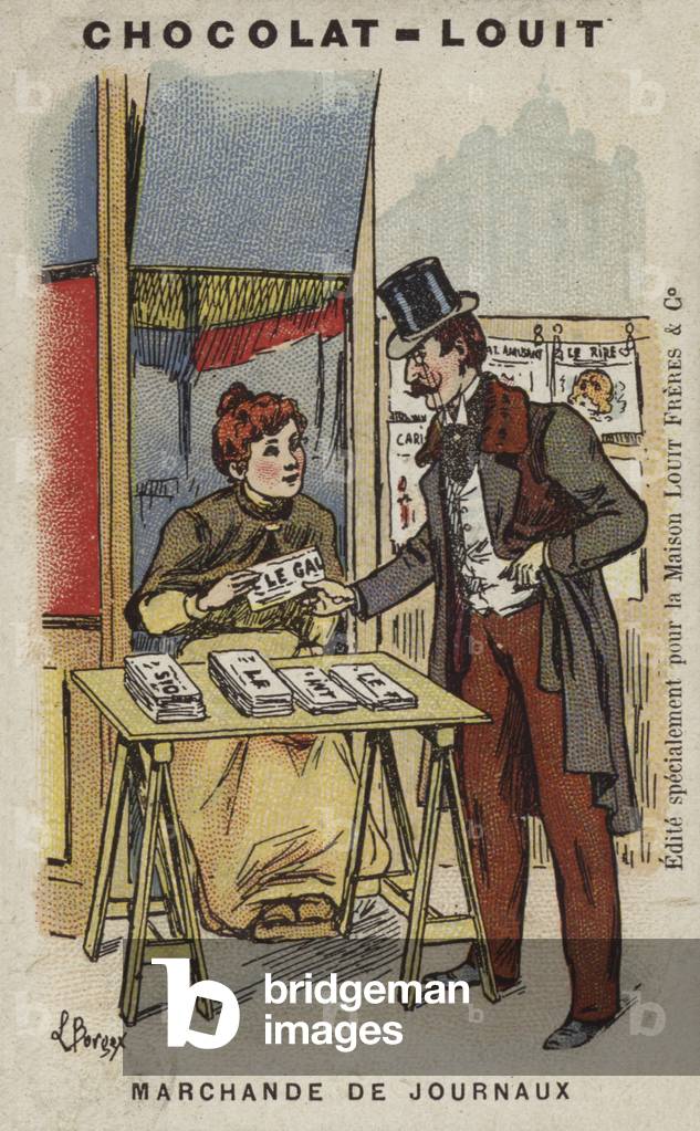 "Marchande de Journaux (cromolito)" di Louis Borgex