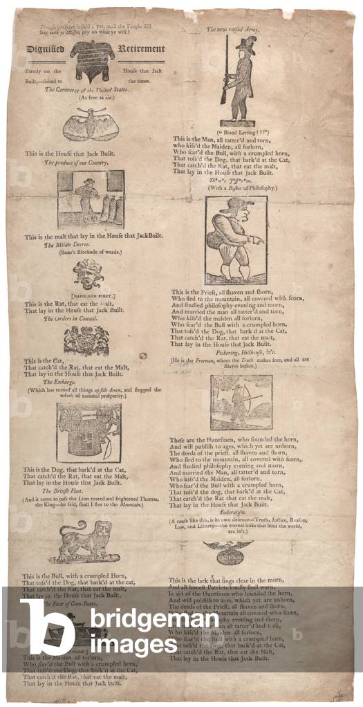Bild von Druck "Dignified Ruhestand: Parodie auf dem Haus", c.1809 von American School, b/w