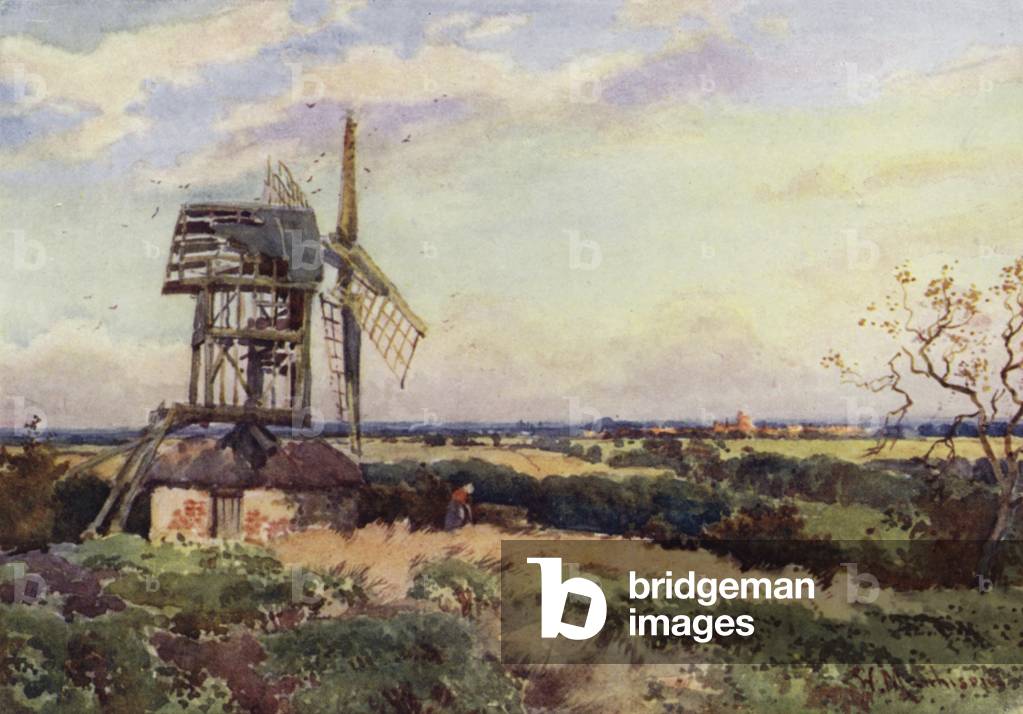 Windmühle Madingley (Farbe litho)