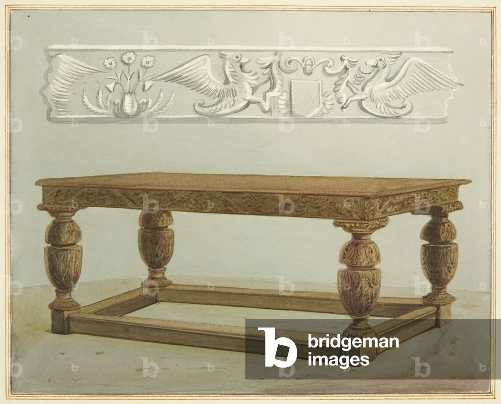 Immagine di Disegno "Tavola del Consiglio nella Grande Sala della Zecca" di Thomas Leeson the Elder Rowbotham