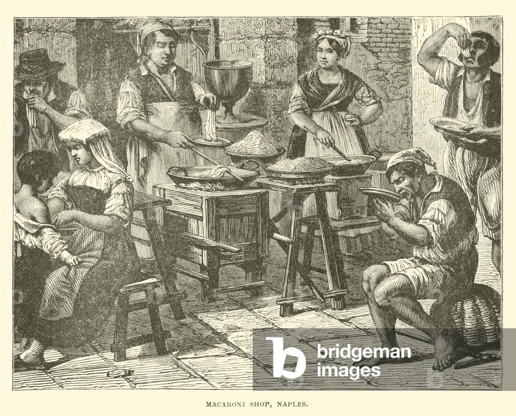 "Makkaroni-Laden" von English School, b/w