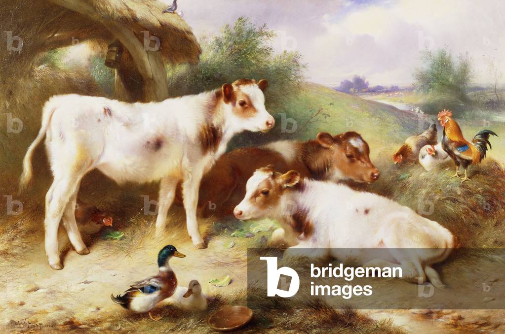 Vitelli e Pollame di un Byre, 1922 (olio su tela)