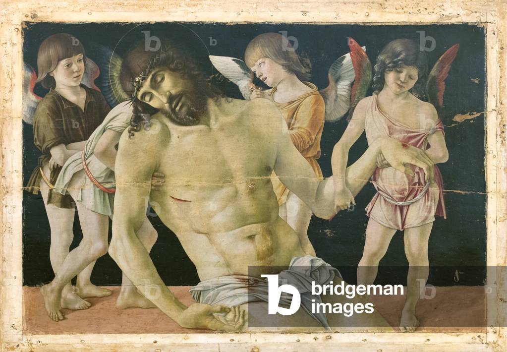 Image de Peinture représentant Christ mort soutenu par des anges 1475 par Giovanni Bellini