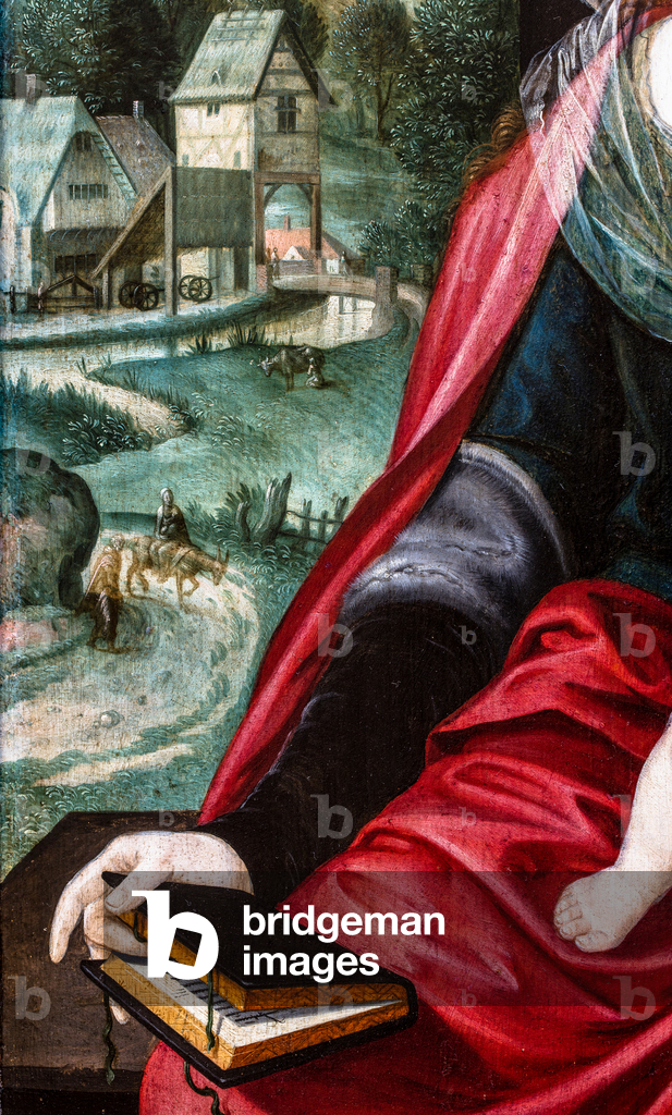 Virgin and Child with Saint Catherine, Saint John the Baptist and donors, 16th century (oil on wood)