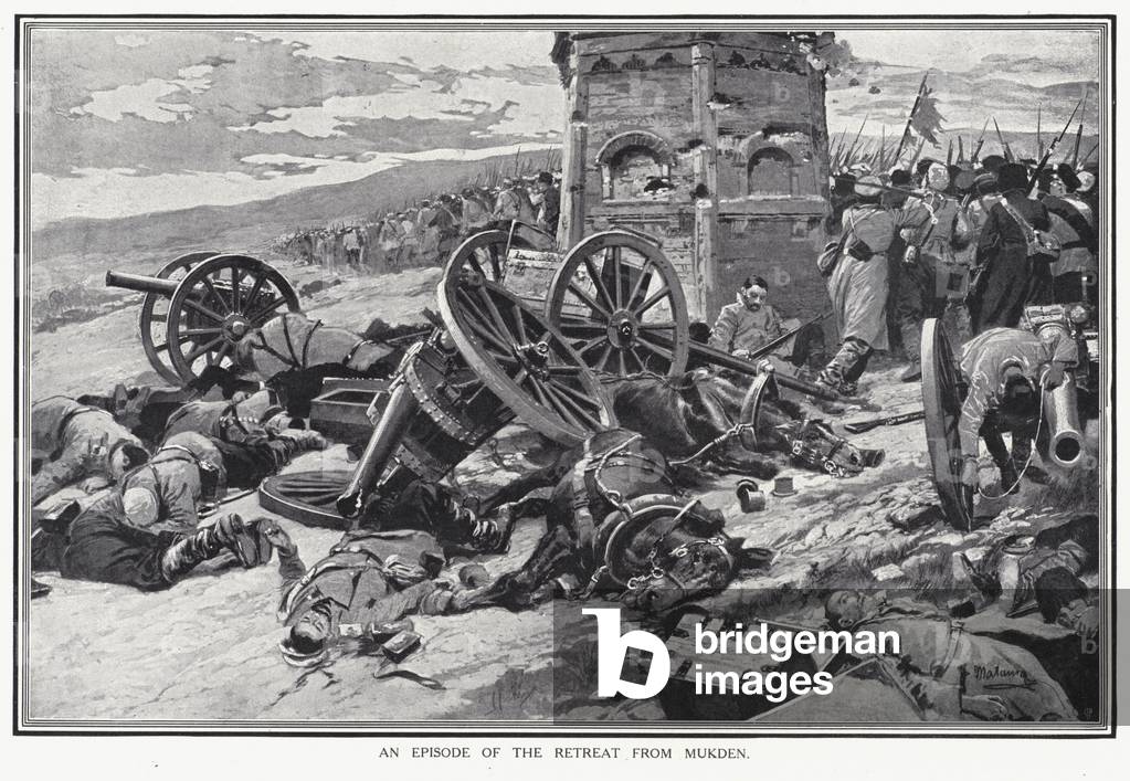 Bild von Druck "Eine Episode des Rückzugs aus Mukden (litho)" von Fortunino Matania