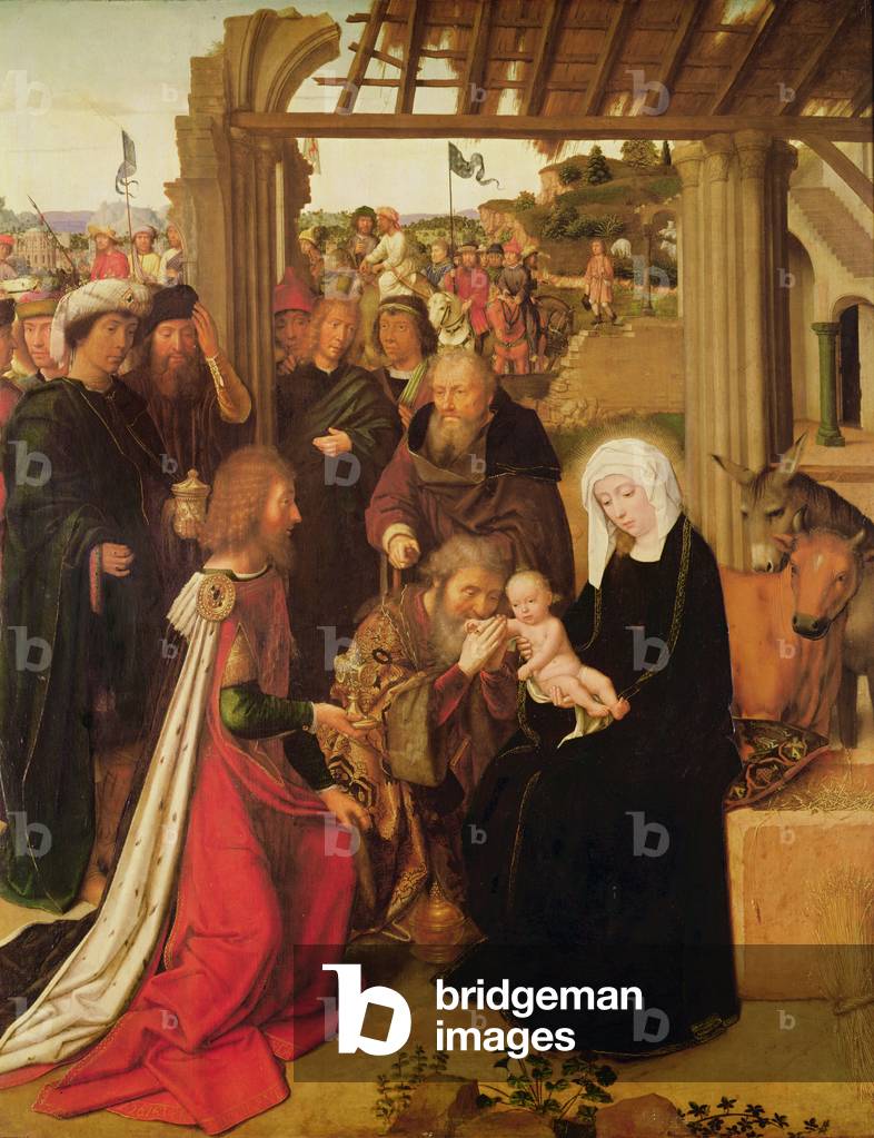 "Die Anbetung der Heiligen Drei Könige (Öl auf Eichenplatte)" von Gerard David