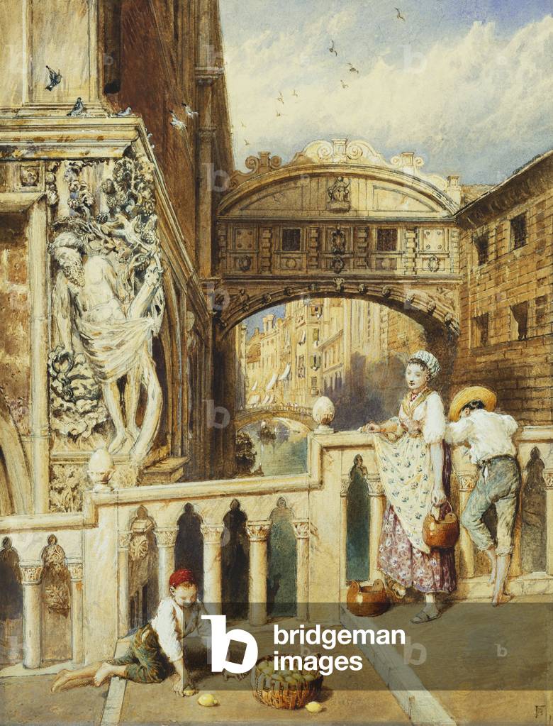 Bild von Zeichnung "Die Brücke der Seufzer" von Myles Birket Foster
