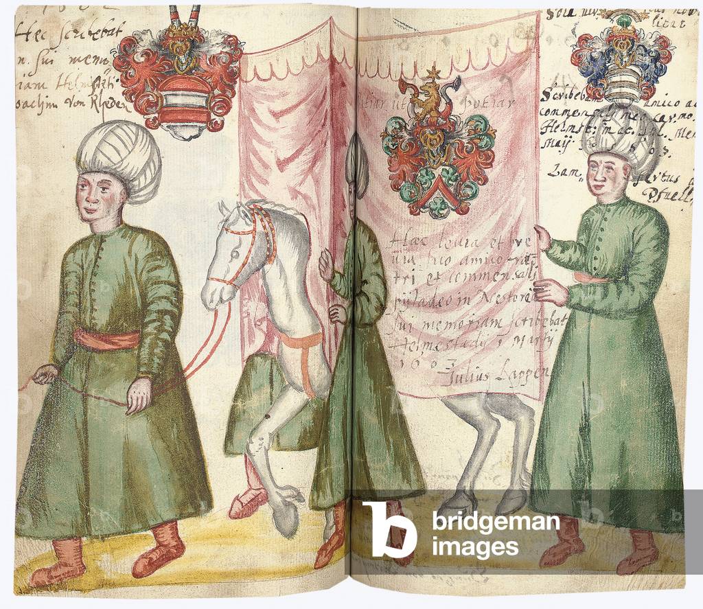 Pages from the Album Amicorum of Julius Pflug, including Turkish costume and coats of arms, 1600-13 (pen & ink