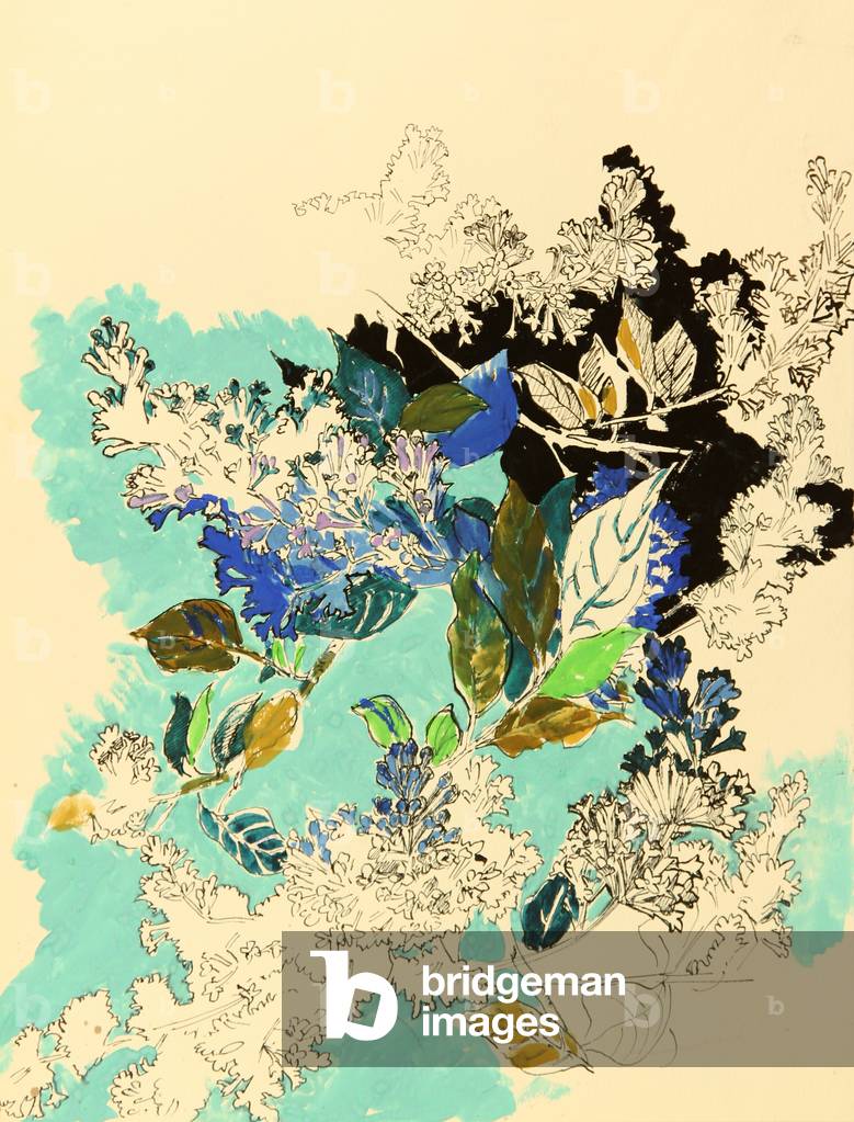 Bild von Zeichnung "Blumen" 1971 von Nina Shirokova