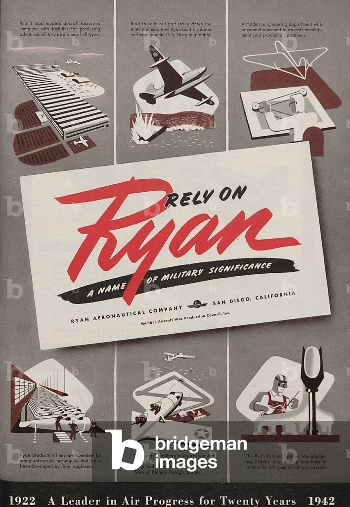 Pubblicità della Seconda Guerra Mondiale - Ryan Aeronautical Company, San Diego, California