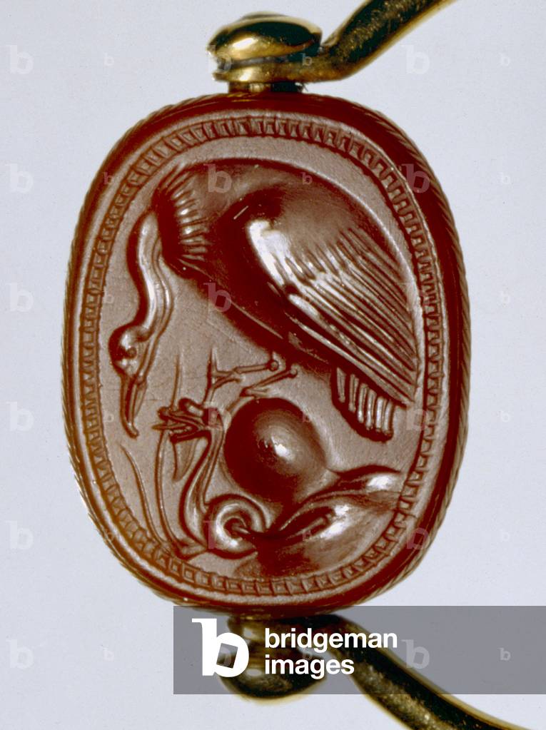 "Etruskischer Goldring mit Karneol-Scarab als Lünette" von Etruscan