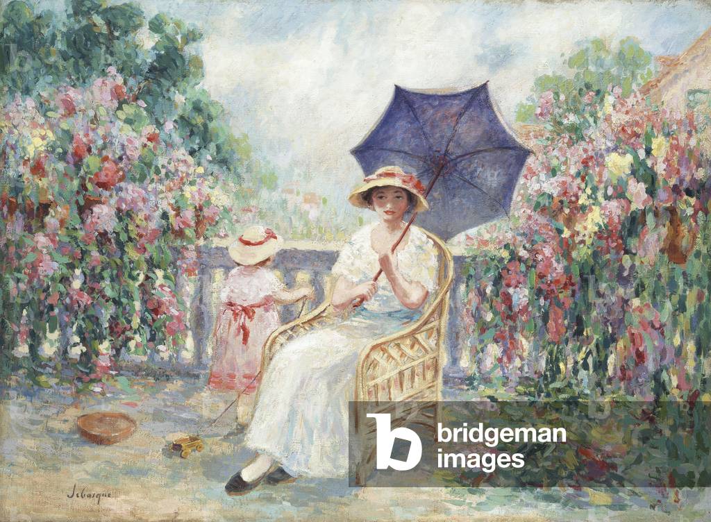 Immagine di Dipinto "giovani ragazza e il bambino su un terrazza", 1914-15 di Henri Lebasque