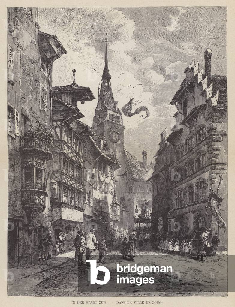 In der Stadt Zug, Dans la Ville de Zoug (incisione)