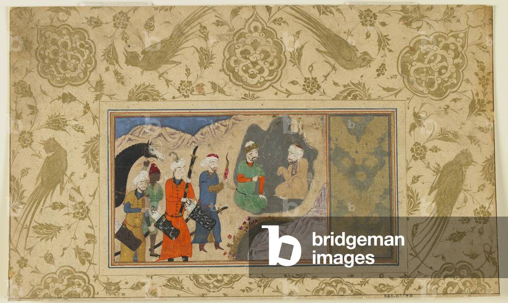 Iskandar visite un ermite 1500 par Persian School