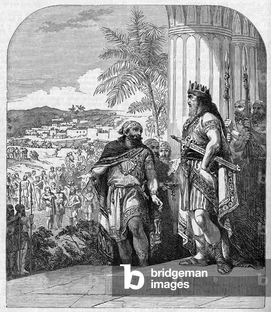 Immagine di Incisione "Religione La Sacra Bibbia. Davide incontra il messaggero di Hiram", b/w