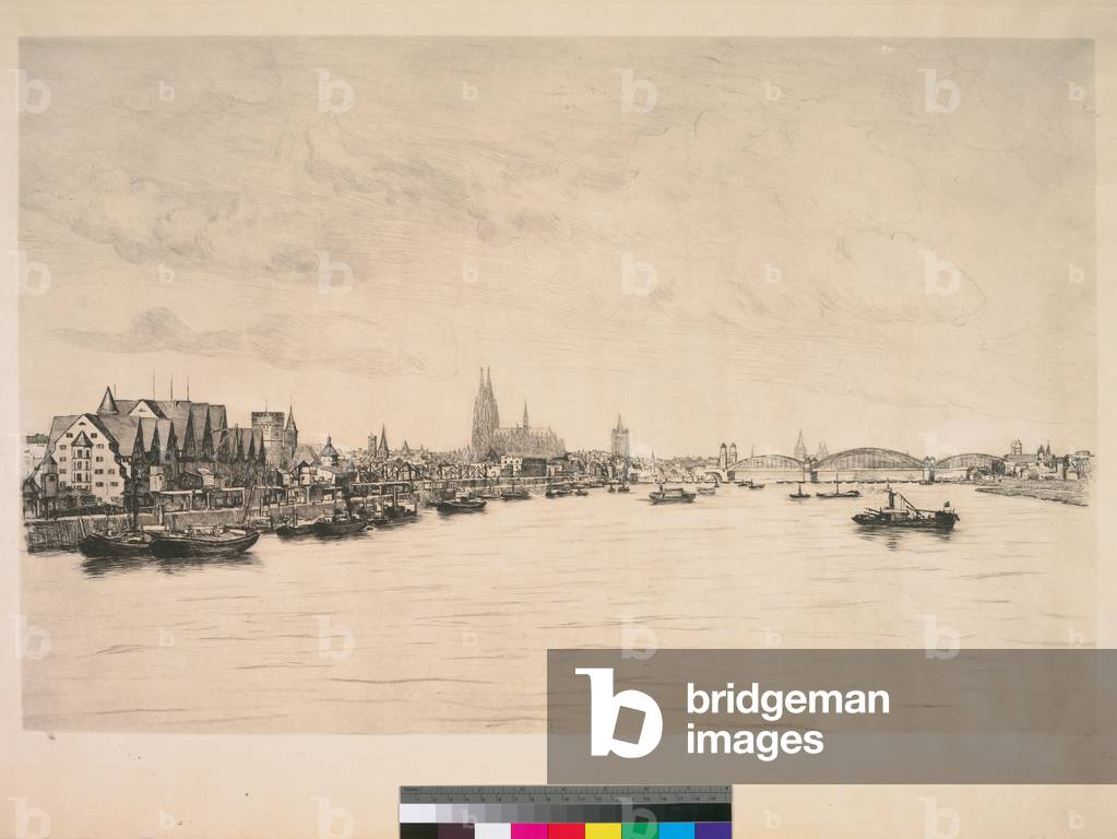 View of Cologne, 20th century (etching, ink on wove paper)