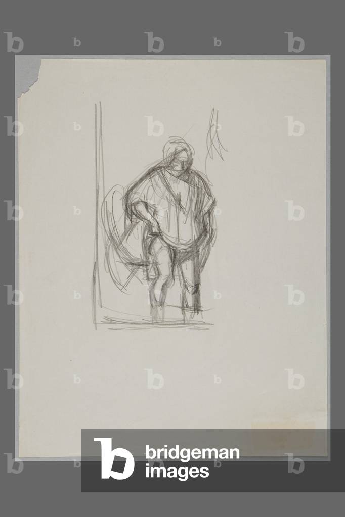 Immagine di Disegno "Dopo Rembrandt: «Hendrickje fare un bagno in un fiume» (matita su carta)" di Alberto Giac