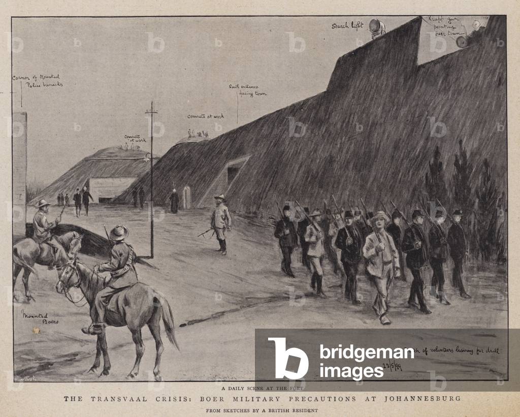Bild von Druck "The Transvaal Crisis" von English School, b/w