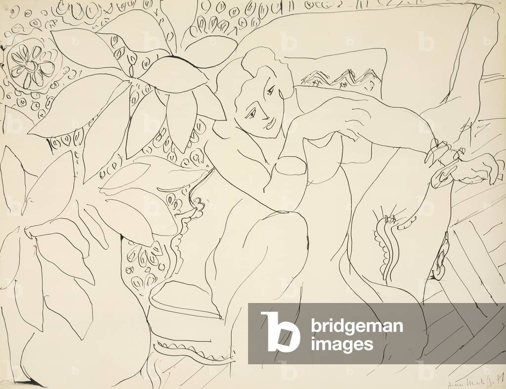 Immagine di Disegno "Donna seduta", 1941 di Henri Matisse, b/w