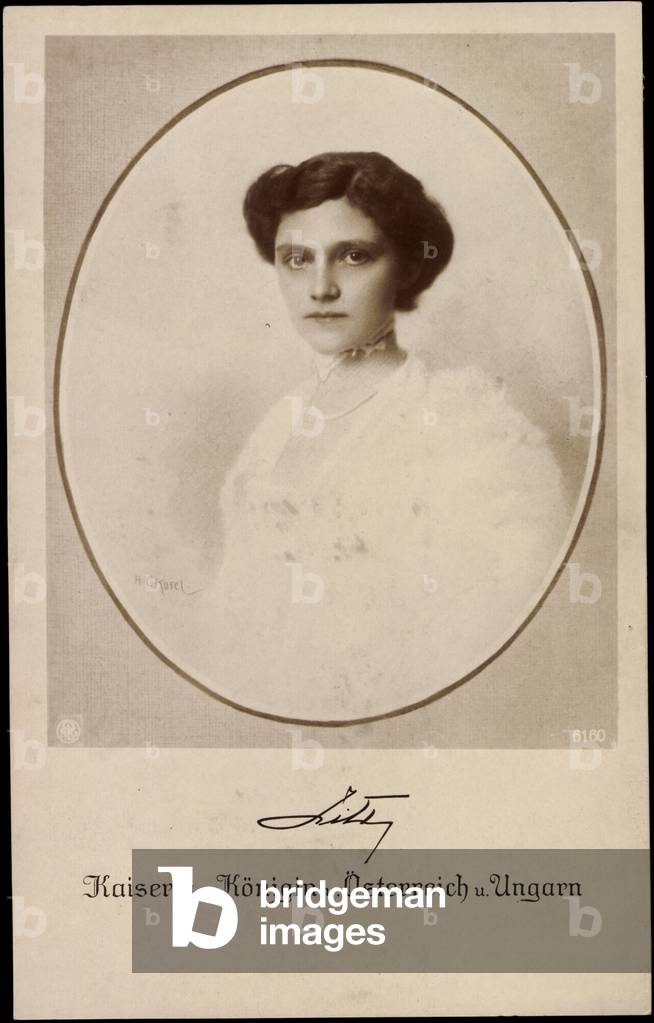 Passepartout Artista Ak Imperatrice e Regina Zita d'Austria, NPG 6160 (foto b/n)