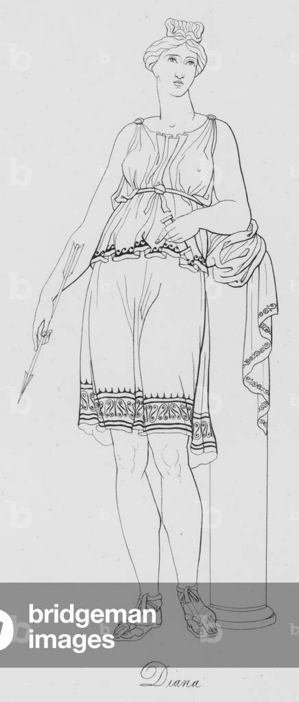 Diana (gravure) par English School, b/w