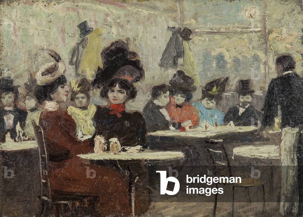 Au Bar, c.1900 (olio su pannello)