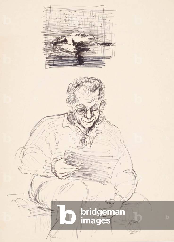 Image of Drawing depicting Cedric Morris 1963 by Glyn Morgan, b/w