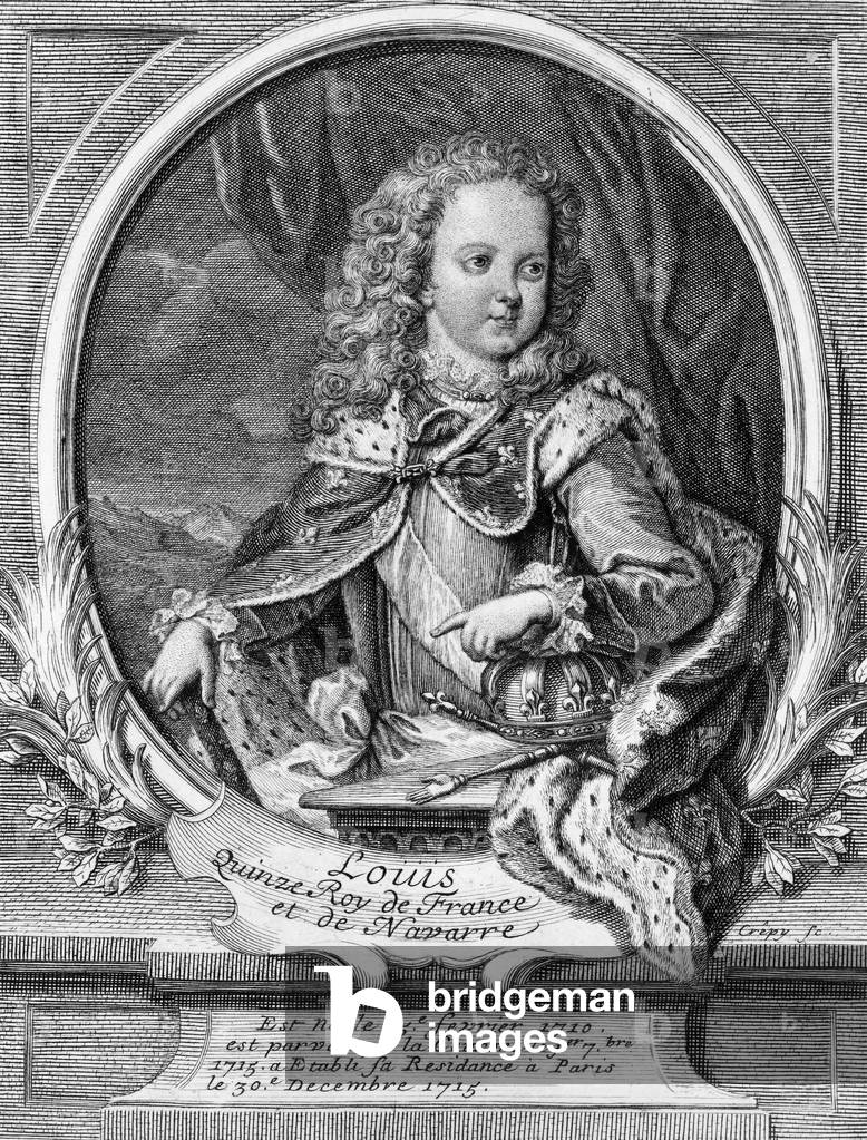 "Ludwig XV. (1710-1774) französischer König in 1715-1774" 1701, b/w