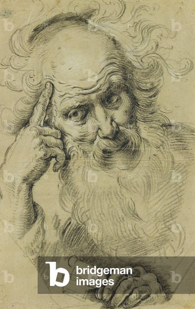 "San Pietro Meditando; San Pierre Meditant" di Bernardo Strozzi, b/w