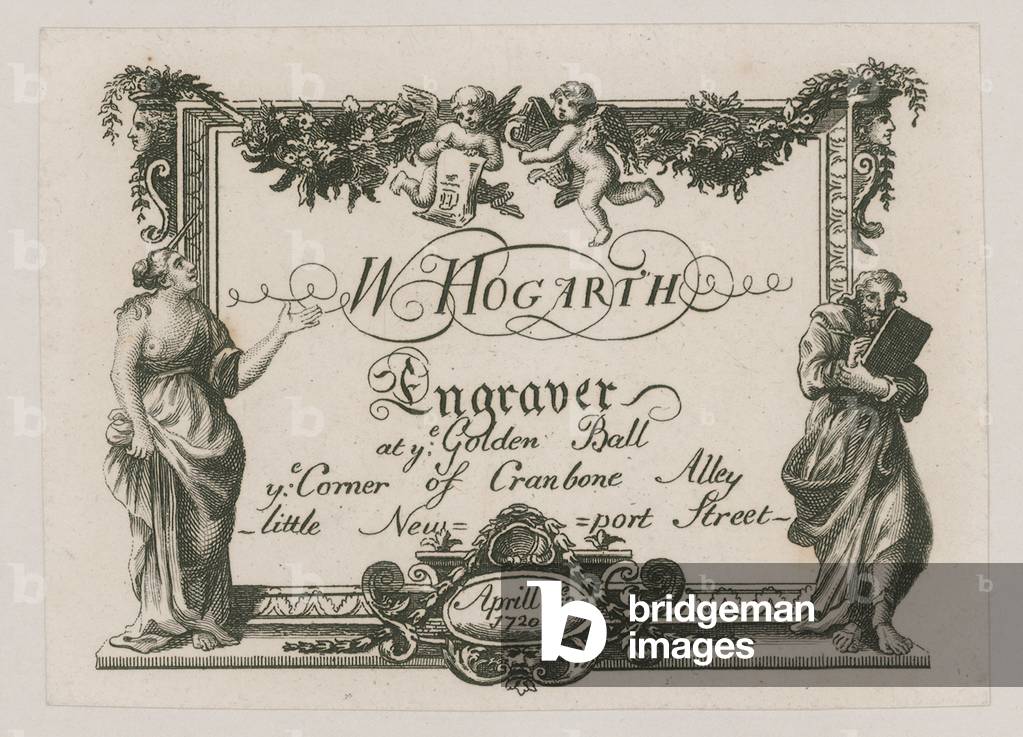"Carta commerciale per W Hogarth (incisione)" di William Hogarth