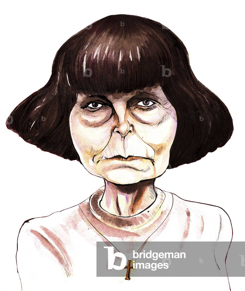 Sofia Gubaidulina, compositore russo caricatura a colori