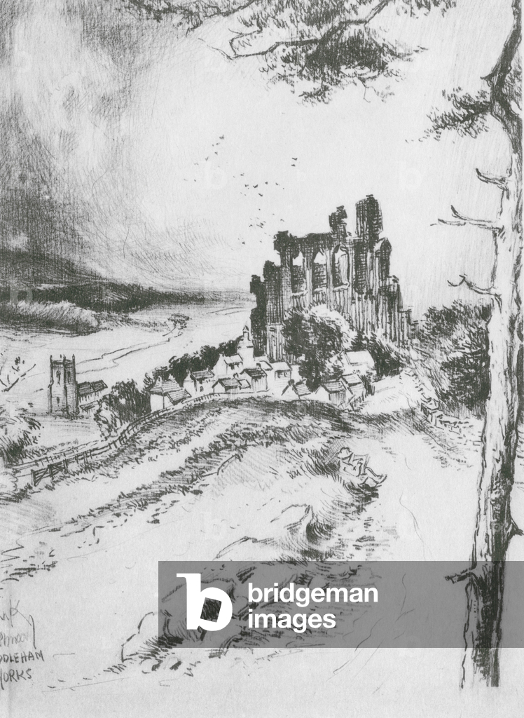 Immagine di Stampa "Middleham (litografia)" 1901 di Frank Greenwood